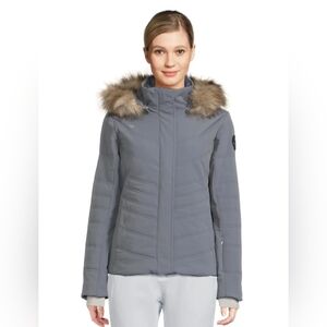 Obermeyer Tuscany Elite Jacket Women's Gray Puffer Jacket with Faux Fur Hood NEW